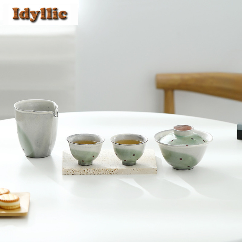 Korean Tea Set - わびさびスタイル パワー陰粗陶器 甲斐湾ブティック ティートゥレン ティーボウル 蓋付きキット