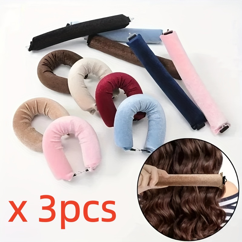 Sleeping Pack Overnight - 3個入り/パック ヒートレスヘアカーラー 熱を使わないレイジーヘアローラー 夜用カーリングロッド ソフトフレキシロッド フック付き