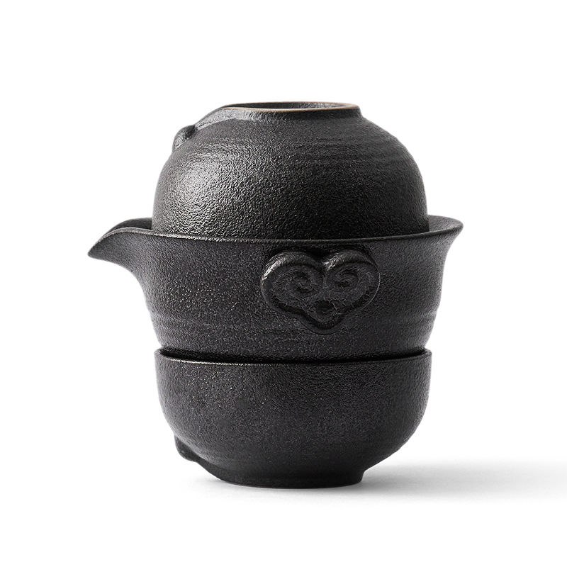 Korean Tea Set - 中国カンフー茶セット1ティーポット2ティーカップ旅行セラミック陶器ティーカップため茶器屋外茶道茶のカップ