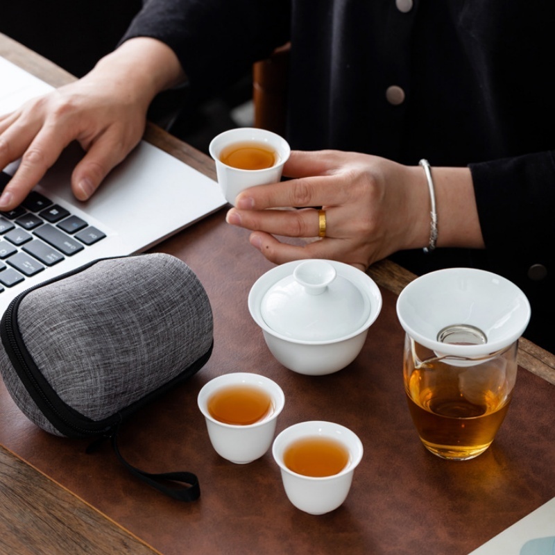 携帯用中国カンフーティーセット、陶器製ティーポットセット、旅 - Korean Tea Set のレビューと価格