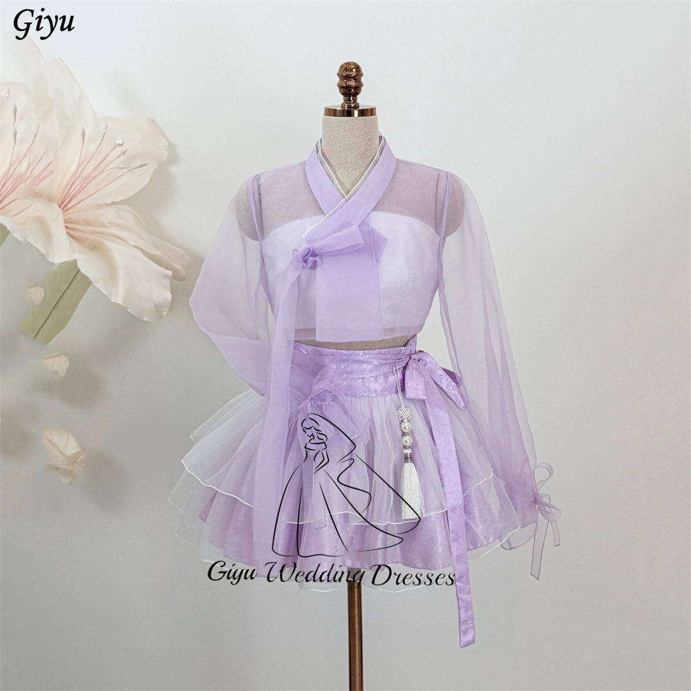 Giyu パープル韓服ミニドレス韓国の伝統的な長袖スカート  - Korean Tea Set のレビューと価格