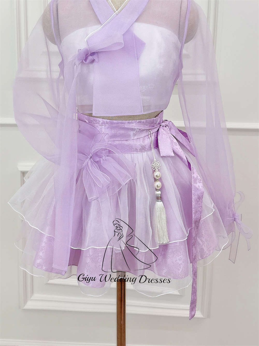 Giyu パープル韓服ミニドレス韓国の伝統的な長袖スカート  - Korean Tea Set のレビューと価格