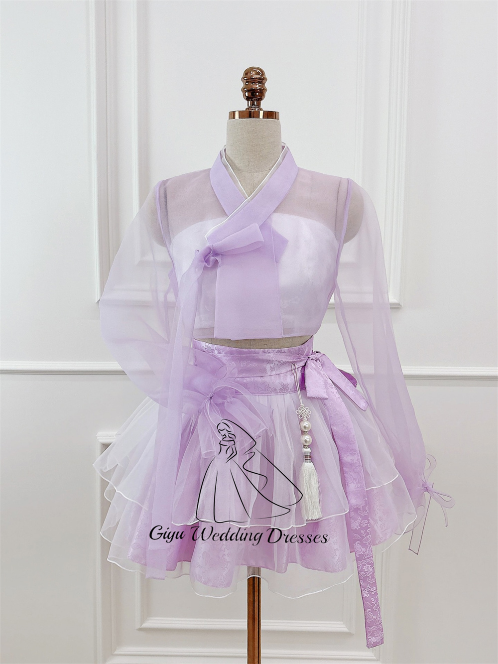 Giyu パープル韓服ミニドレス韓国の伝統的な長袖スカート  - Korean Tea Set のレビューと価格
