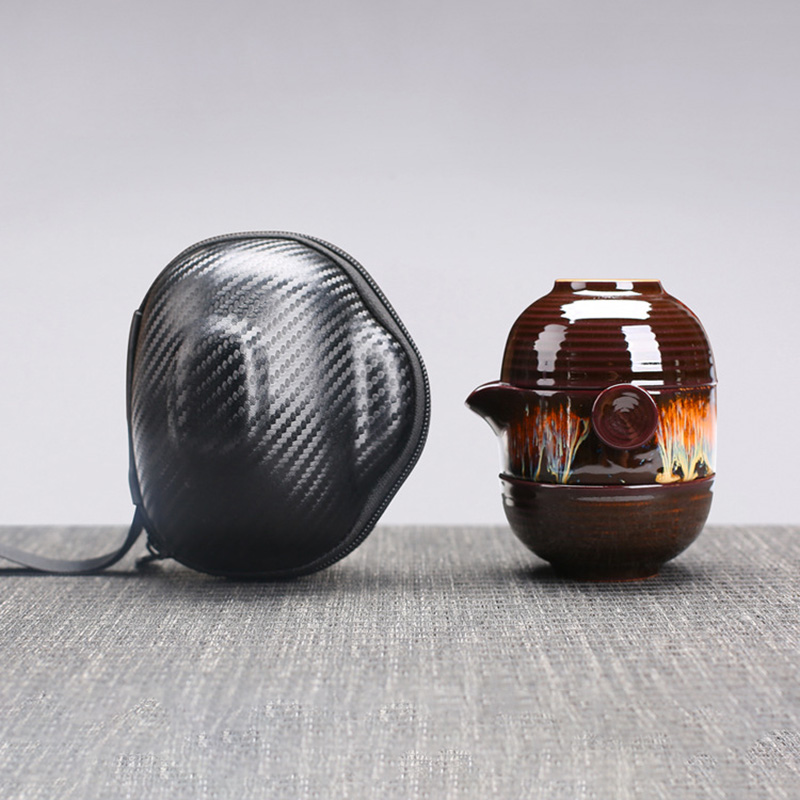 2カップのティーセットを備えたポータブルセラミックティーポッ - Korean Tea Set のレビューと価格