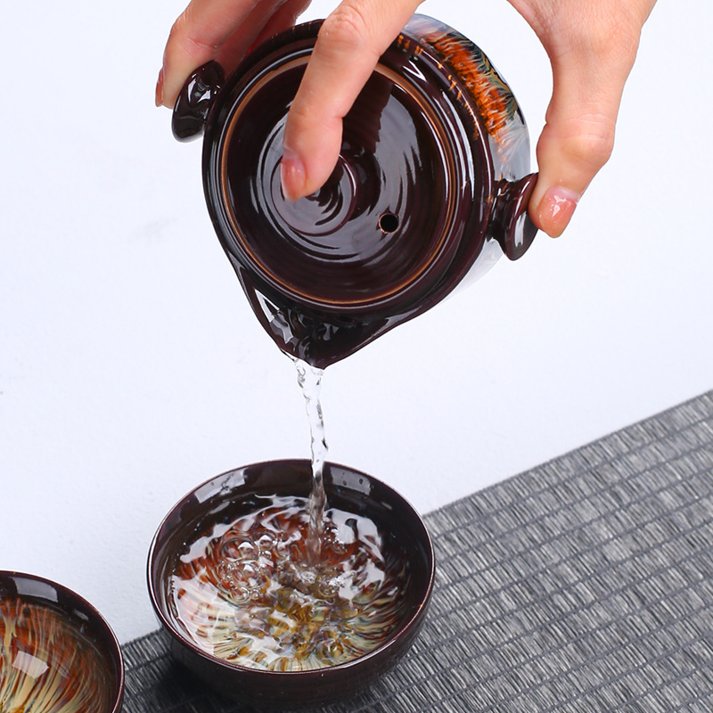 2カップのティーセットを備えたポータブルセラミックティーポッ - Korean Tea Set のレビューと価格