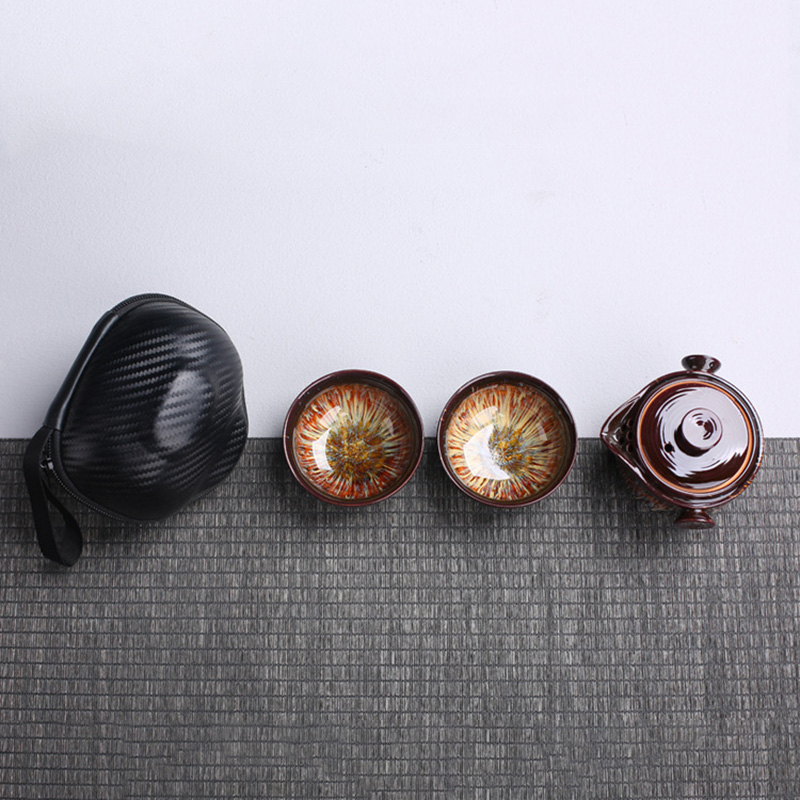 2カップのティーセットを備えたポータブルセラミックティーポッ - Korean Tea Set のレビューと価格