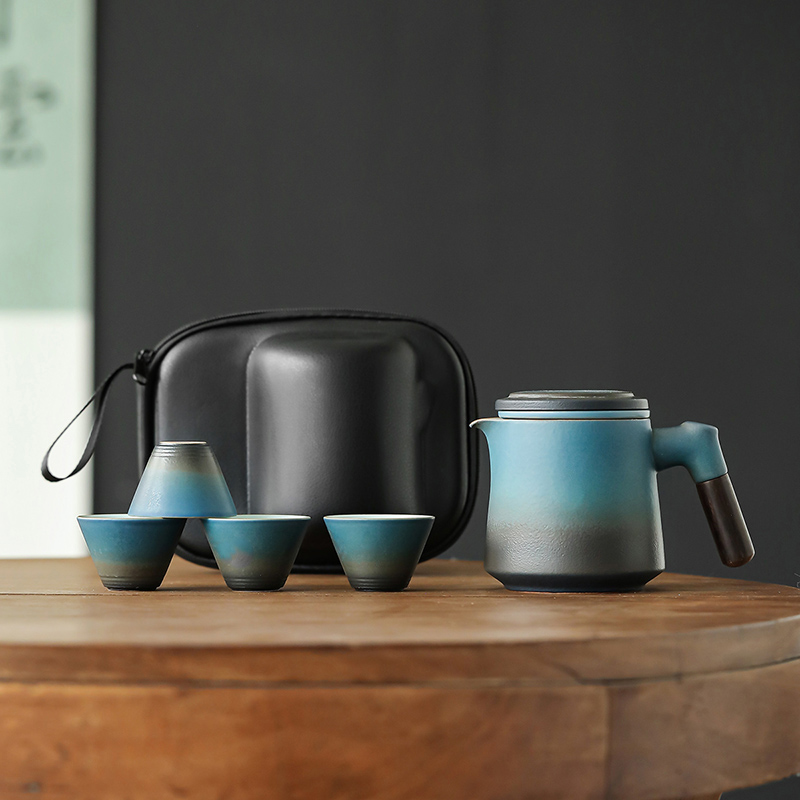 シンプルな1ポット4カップトラベルティーセット、ポータブルカ - Korean Tea Set のレビューと価格