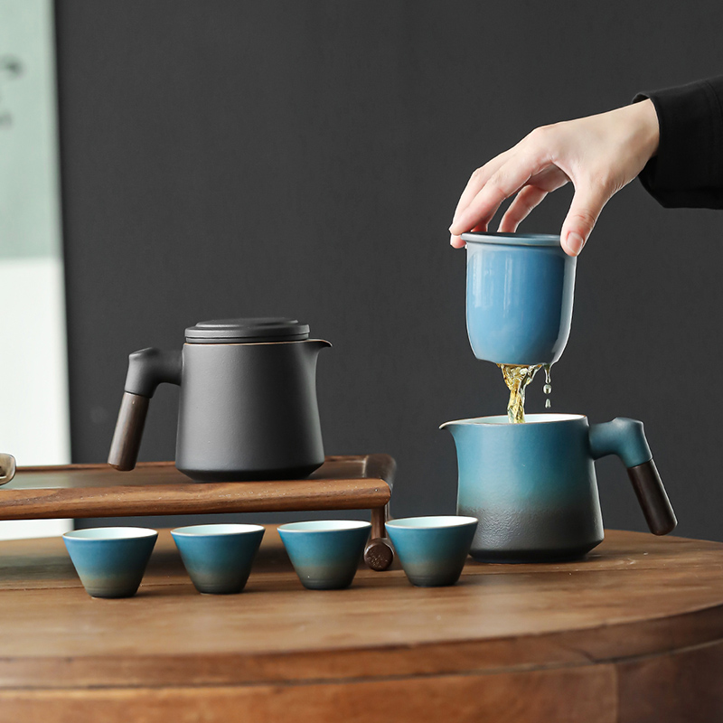 シンプルな1ポット4カップトラベルティーセット、ポータブルカ - Korean Tea Set のレビューと価格