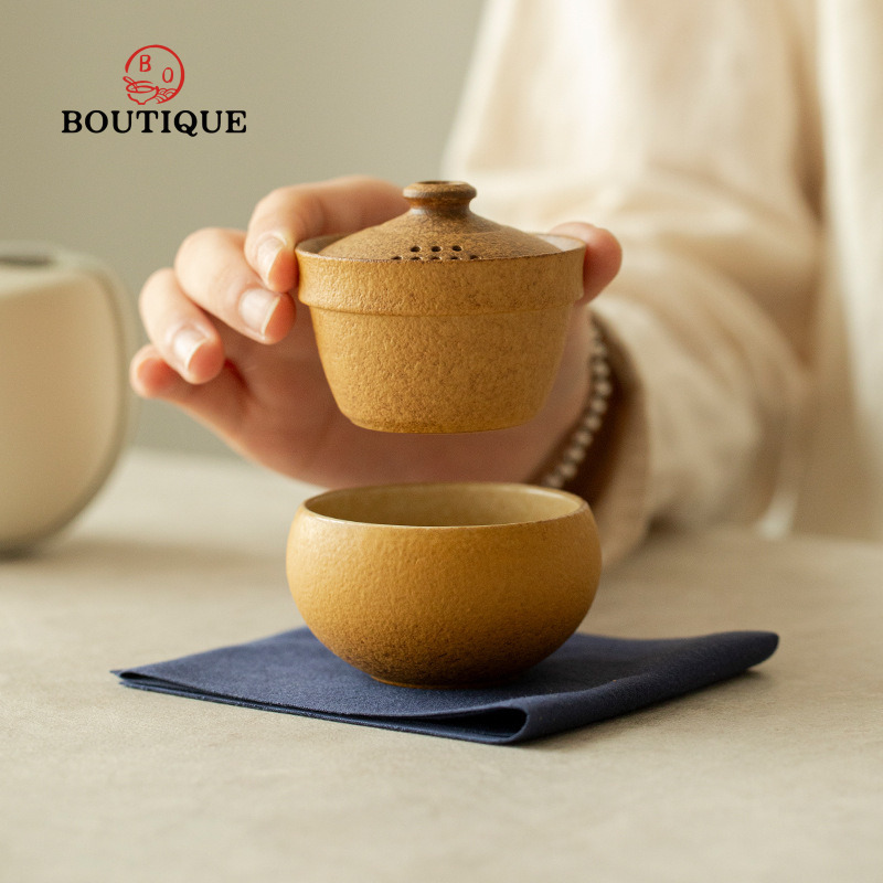 粗陶旅行茶器セット 携帯茶碗 ミニセラミックカップセット ア - Korean Tea Set のレビューと価格