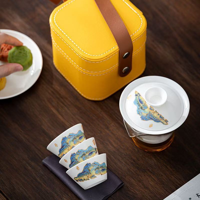 トラベルジェイドホワイト磁器茶器セット、功夫茶器、茶醸造用ケ - Korean Tea Set のレビューと価格
