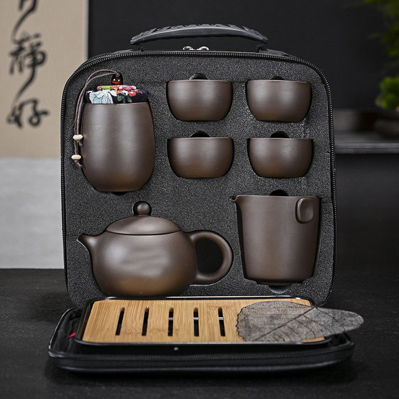 携帯用セラミック茶器セット 中国伝統功夫茶器セット バッグ付 - Korean Tea Set のレビューと価格